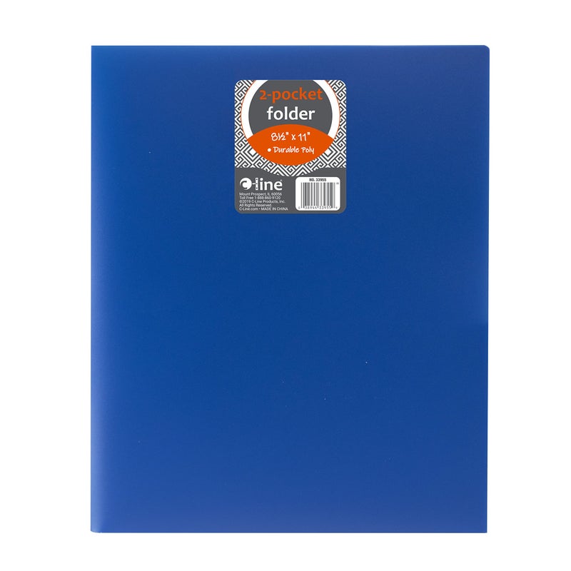 C-Line Two-Pocket Heavyweight Poly Portfolio, For Letter Size Papers, Includes Business Card Slot, 1 Case of 25 Portfolios, Blue (33955-25) - Image 2